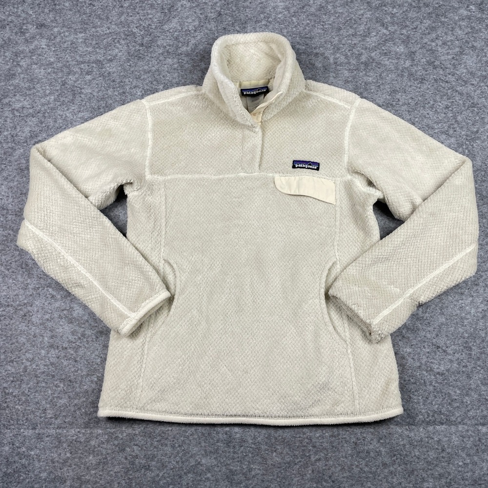 Patagonia Fleece Pullover Womens S Cream Re-Tool Snap-T High Pile Fuzzy Pocket